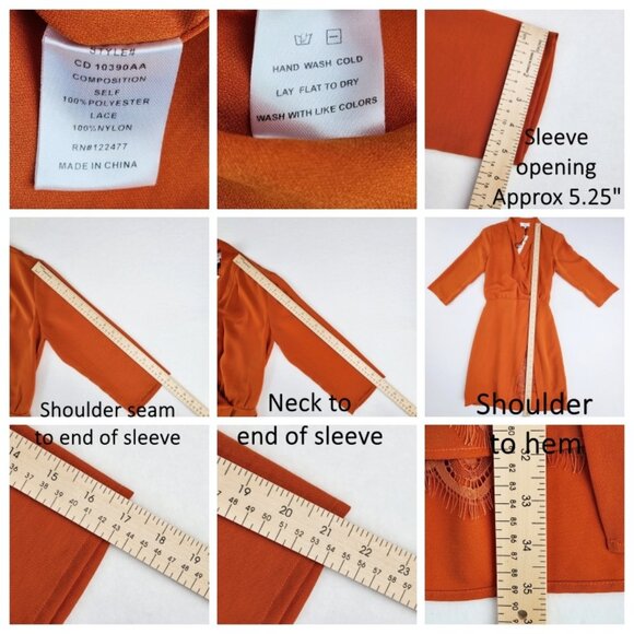 Anthropologie NSR Womens Naomi Surplice Dress Size XS Petite Orange - Picture 8 of 8